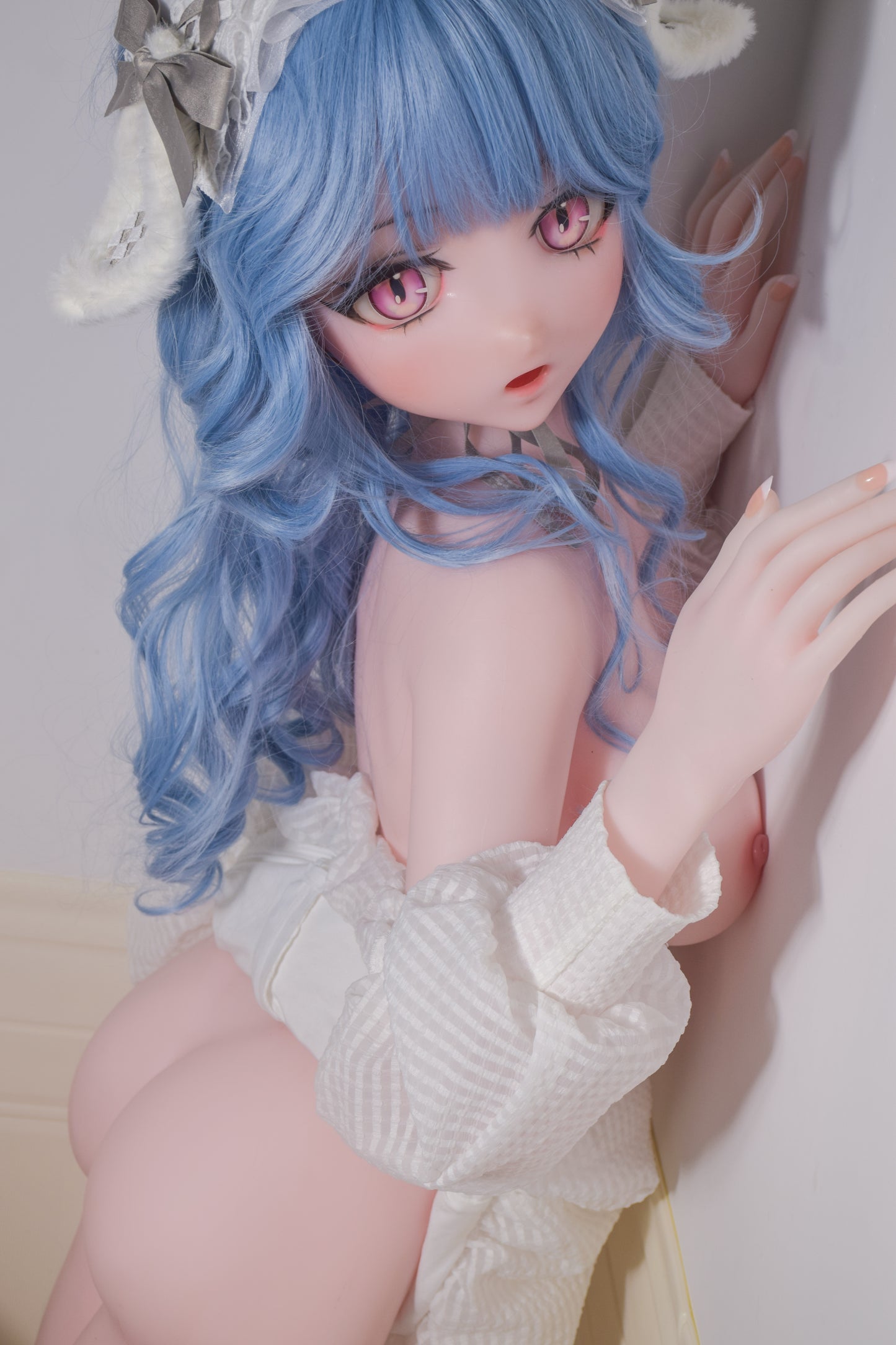 Realistic 1:1 Movable Silicone Doll – Icy Blue Waves & Parisian Lolita Style