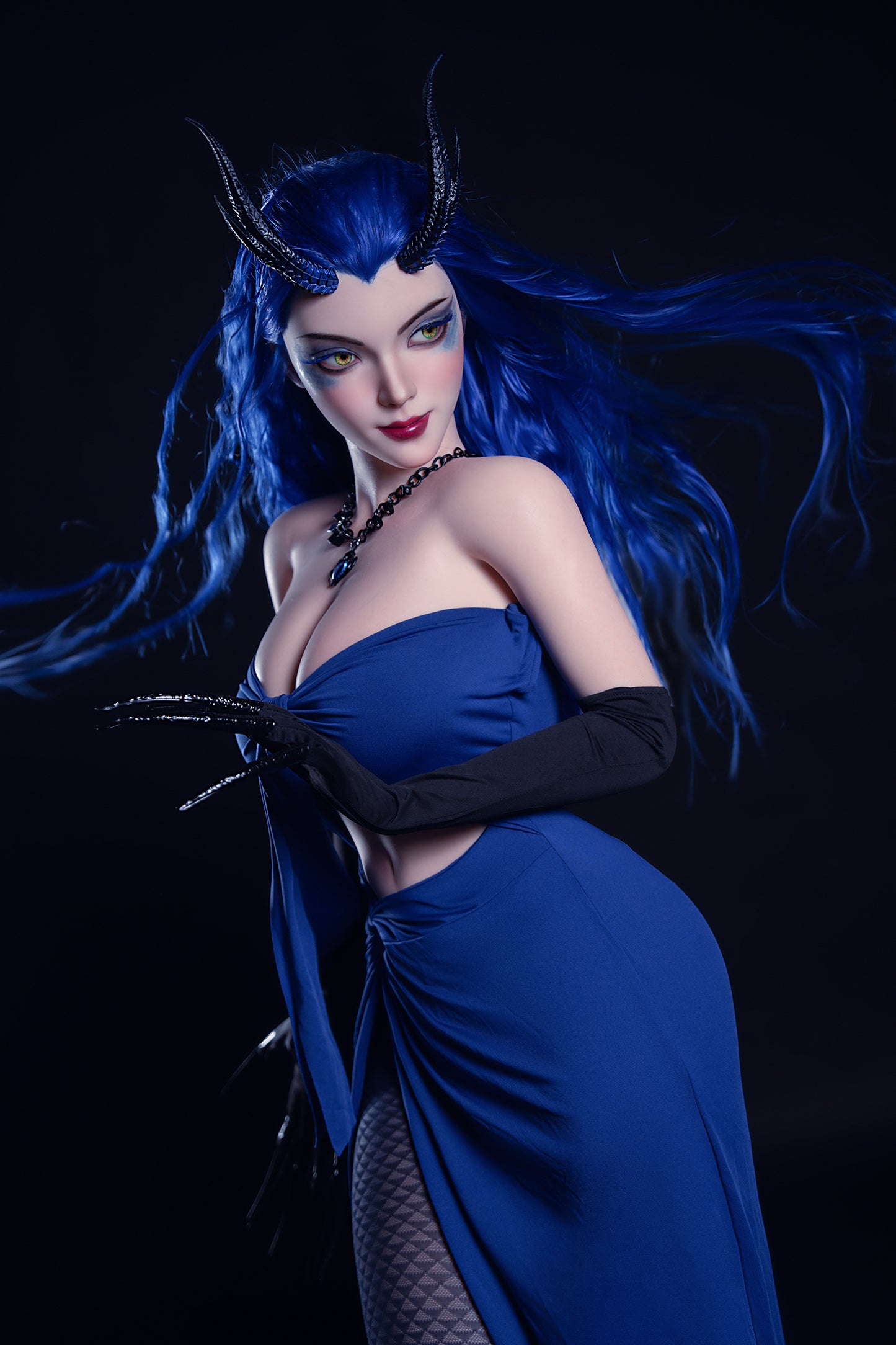 Rosretty Demon Enchantress – 164cm Full Silicone D-Cup Fantasy Blue-Haired Doll