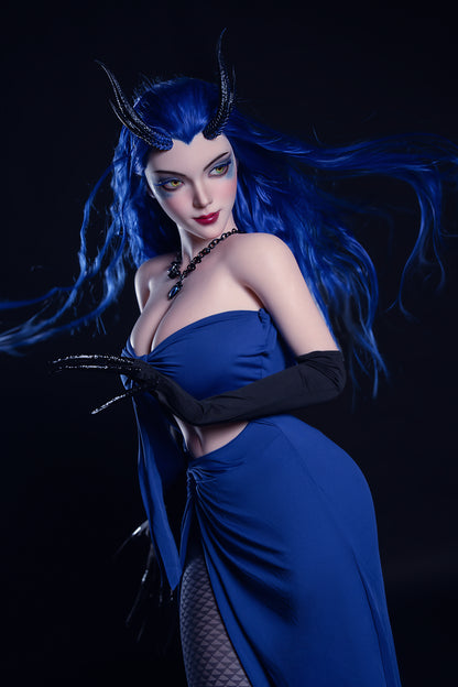 Rosretty Demon Enchantress – 164cm Full Silicone D-Cup Fantasy Blue-Haired Doll