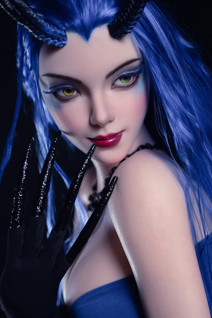 Rosretty Demon Enchantress – 164cm Full Silicone D-Cup Fantasy Blue-Haired Doll