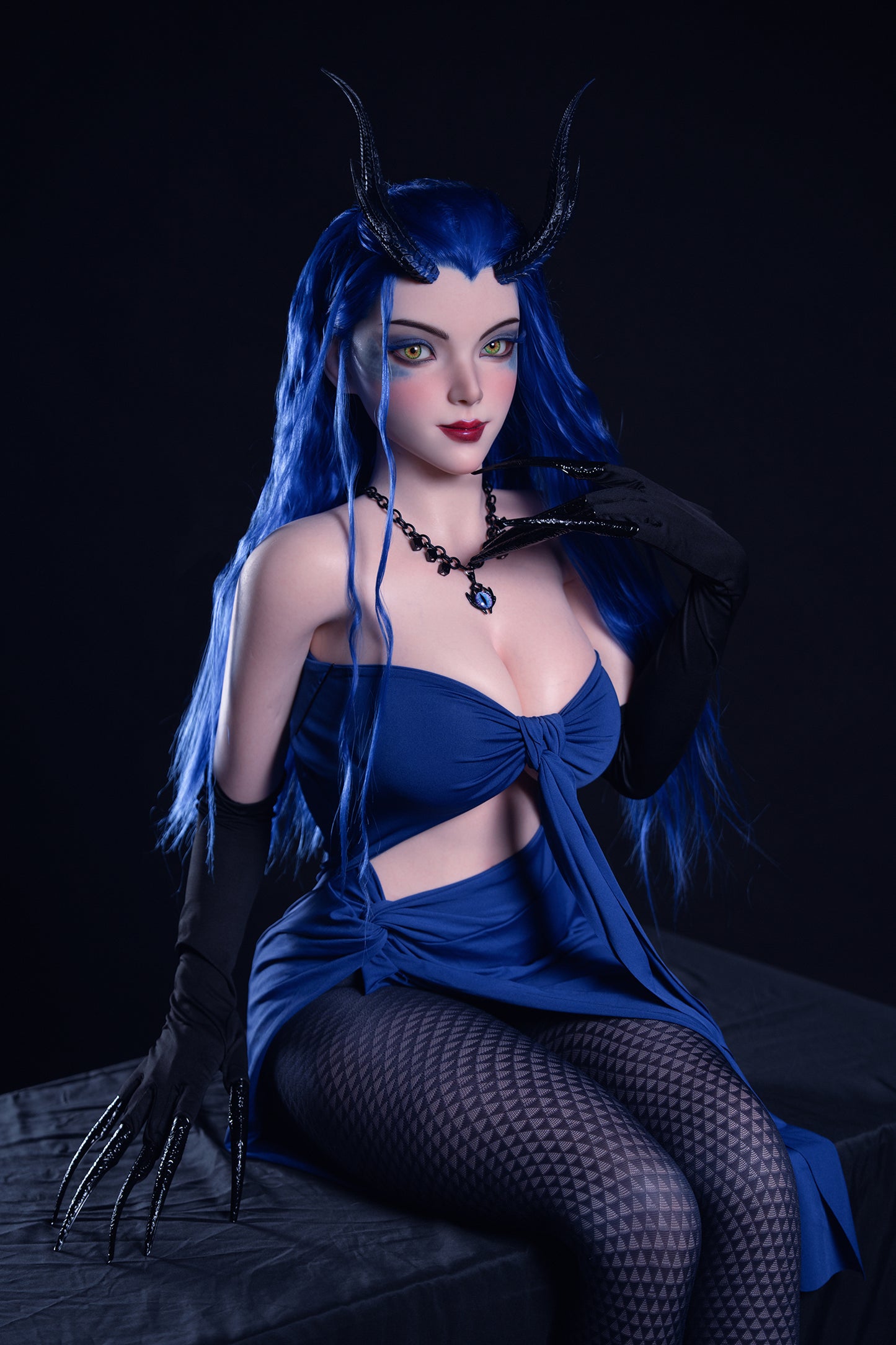 Rosretty Demon Enchantress – 164cm Full Silicone D-Cup Fantasy Blue-Haired Doll