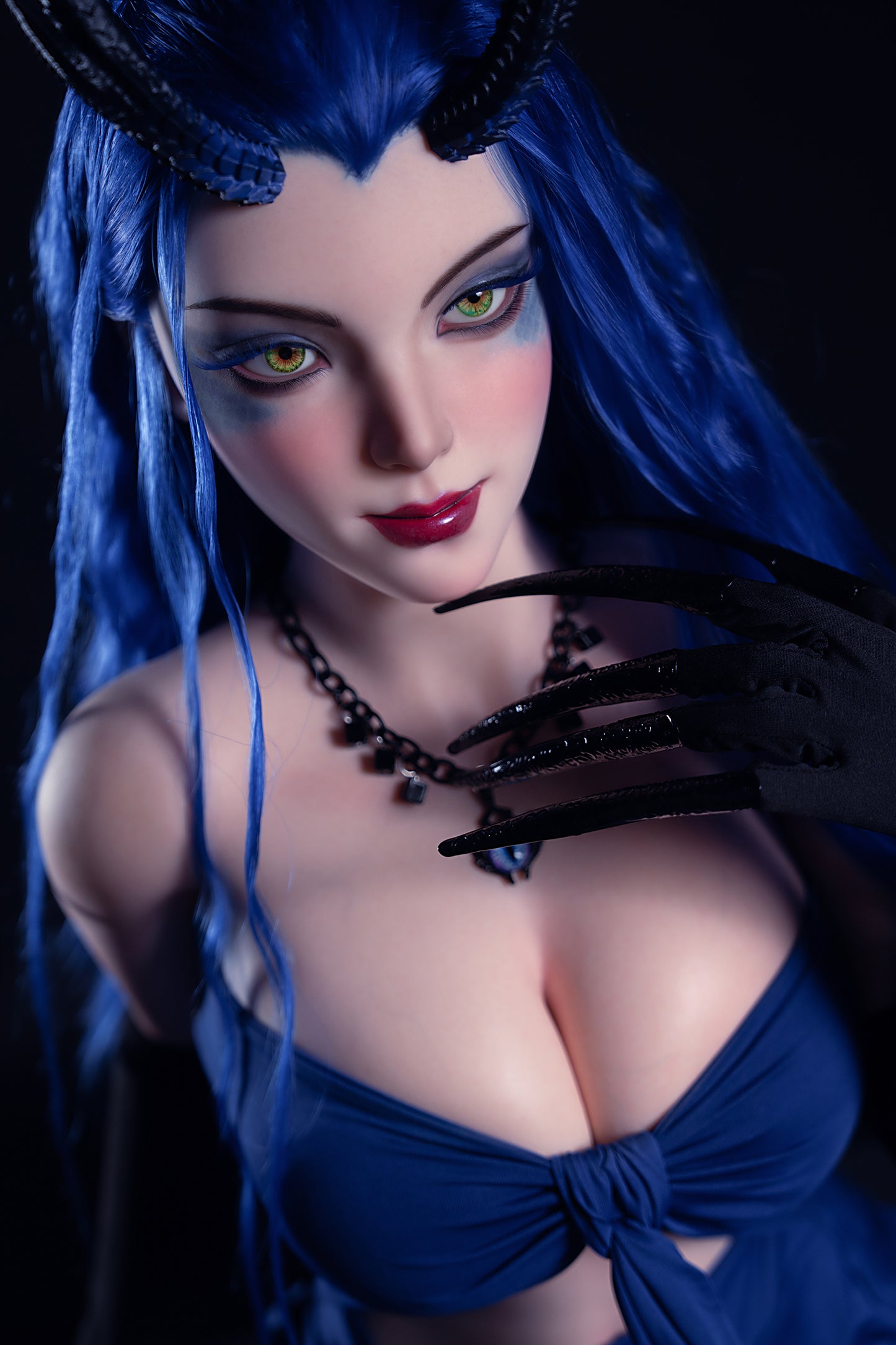 Rosretty Demon Enchantress – 164cm Full Silicone D-Cup Fantasy Blue-Haired Doll