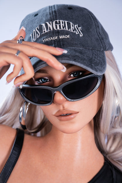 IDO Doll 165cm Silicone Realistic Doll – Silver-Haired Urban Chic in Black One-Shoulder Outfit