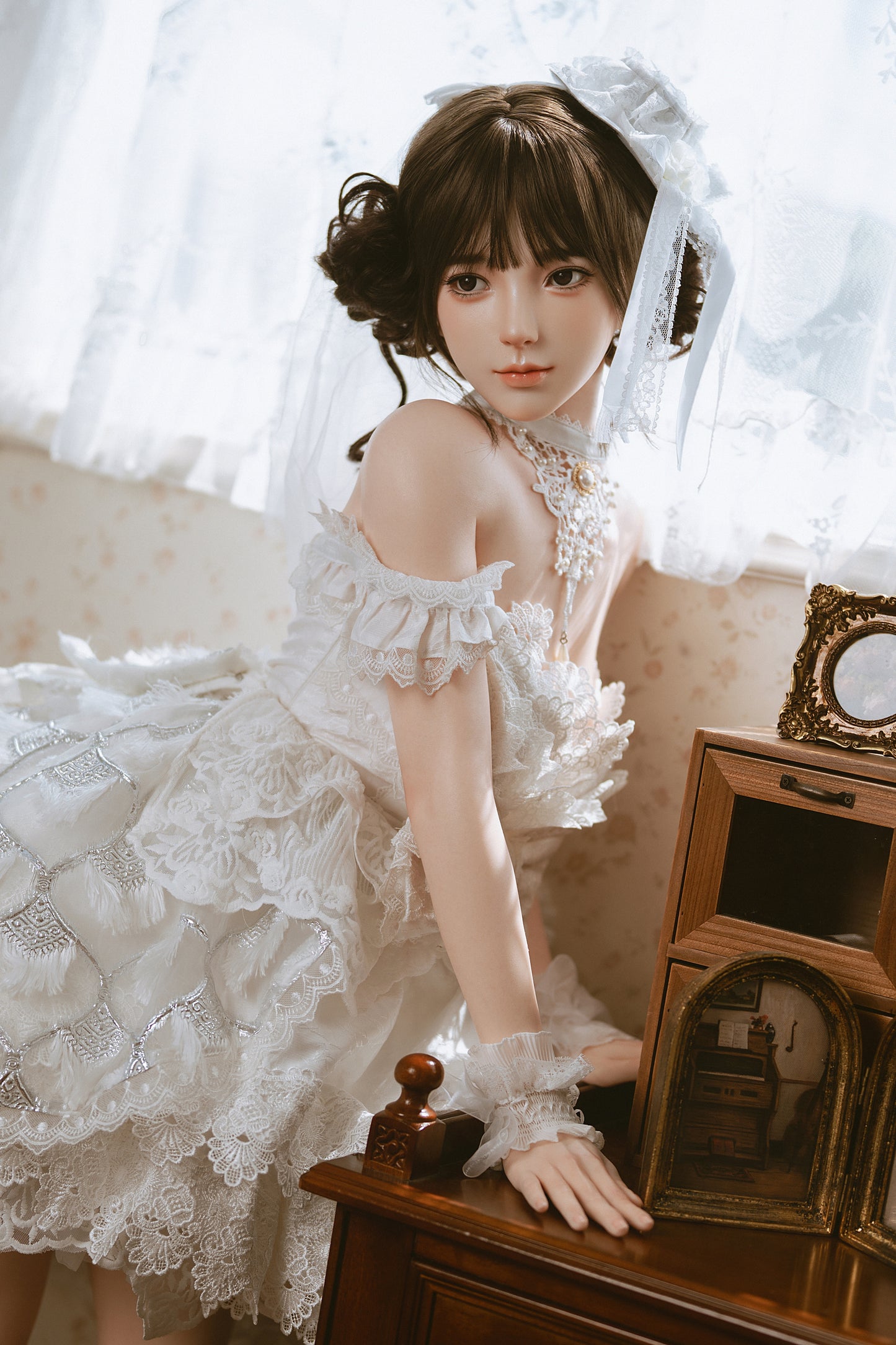 Jiusheng Wanwan 156cm Full Silicone Lolita Doll – Elegant White Lace Beauty