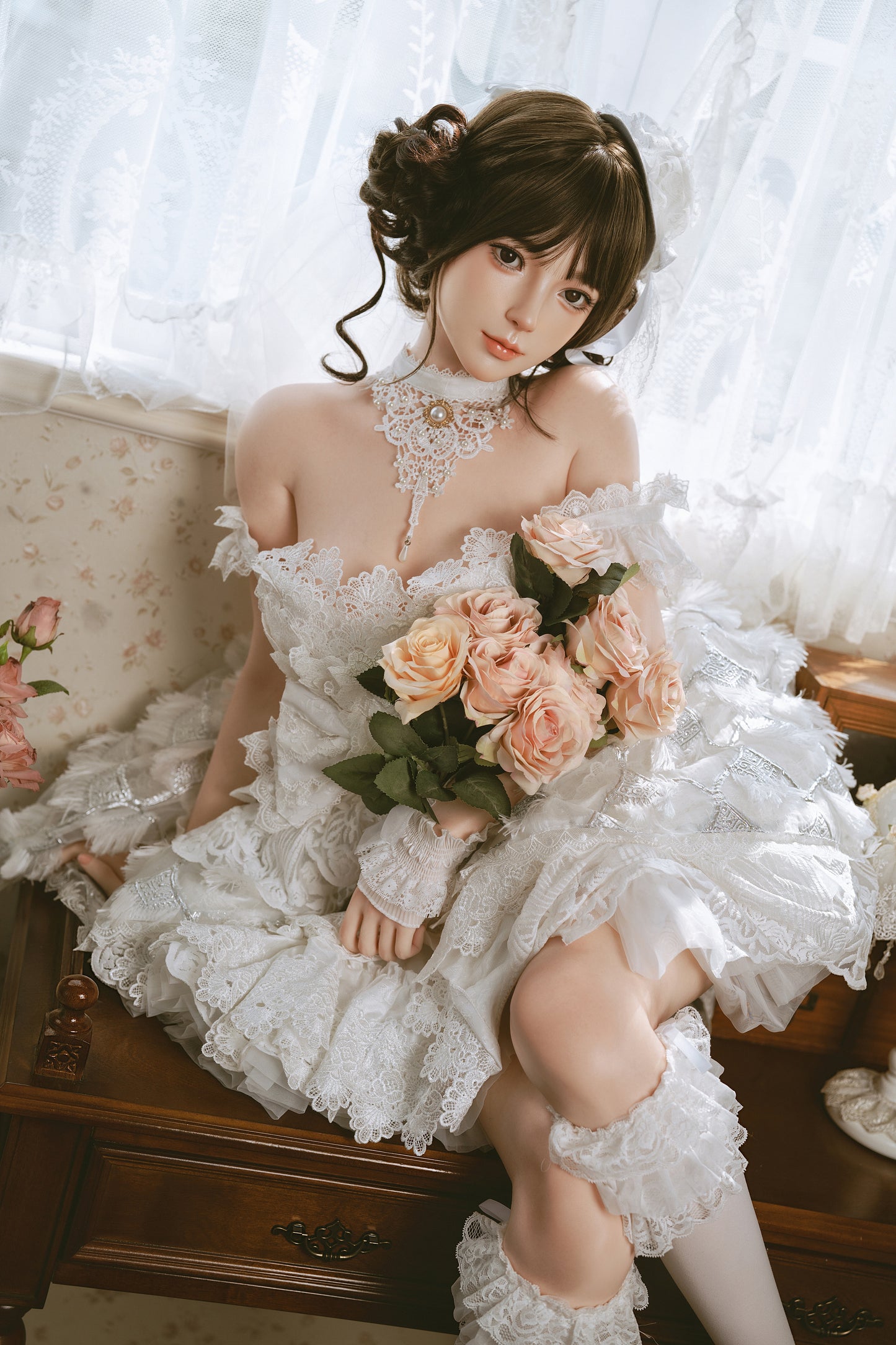 Jiusheng Wanwan 156cm Full Silicone Lolita Doll – Elegant White Lace Beauty
