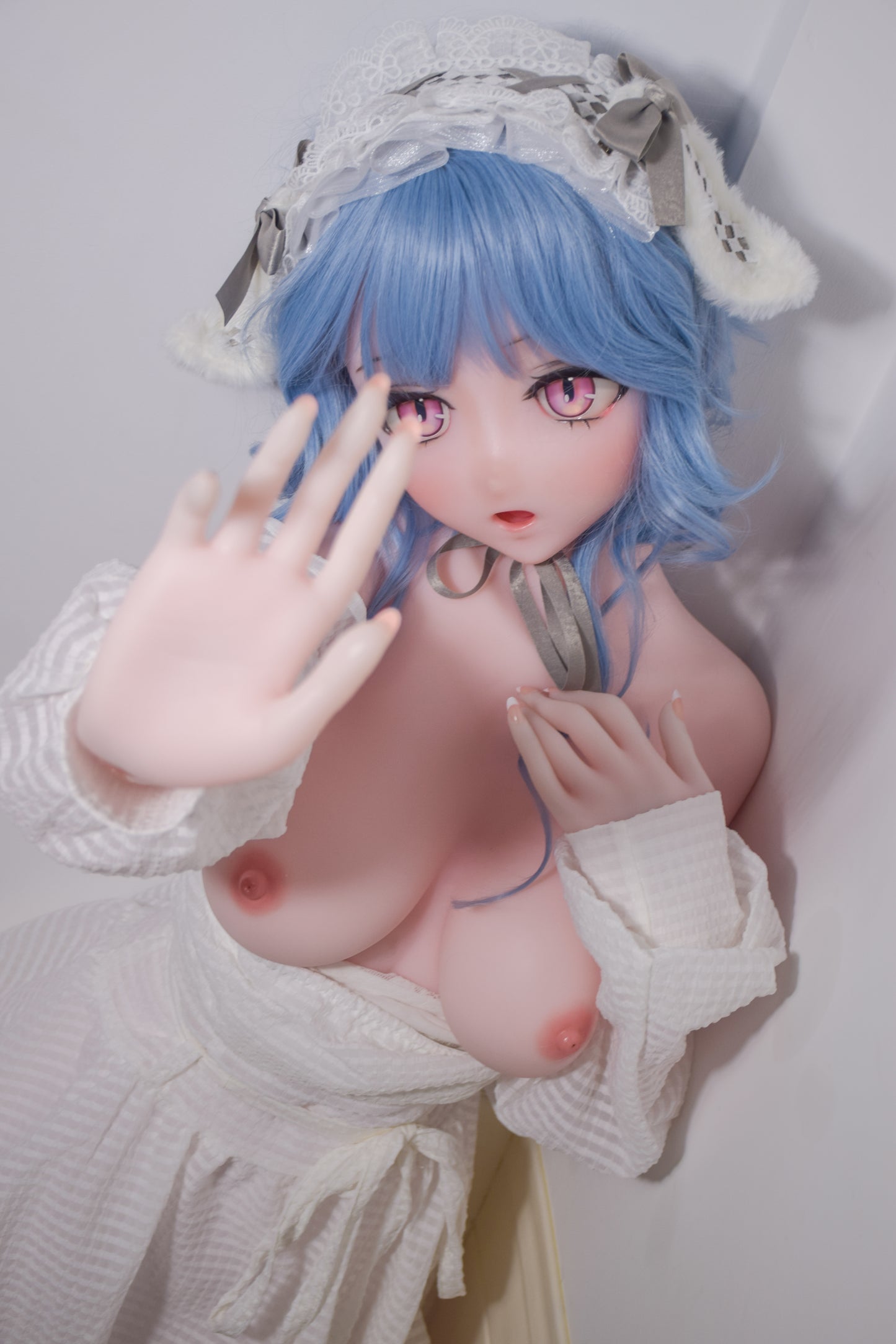 Realistic 1:1 Movable Silicone Doll – Icy Blue Waves & Parisian Lolita Style